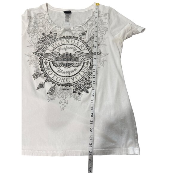 Harley-Davidson Legendary Womens White Short-Sleeve Top Rockstar Fort Myers Sz M - Picture 6 of 7